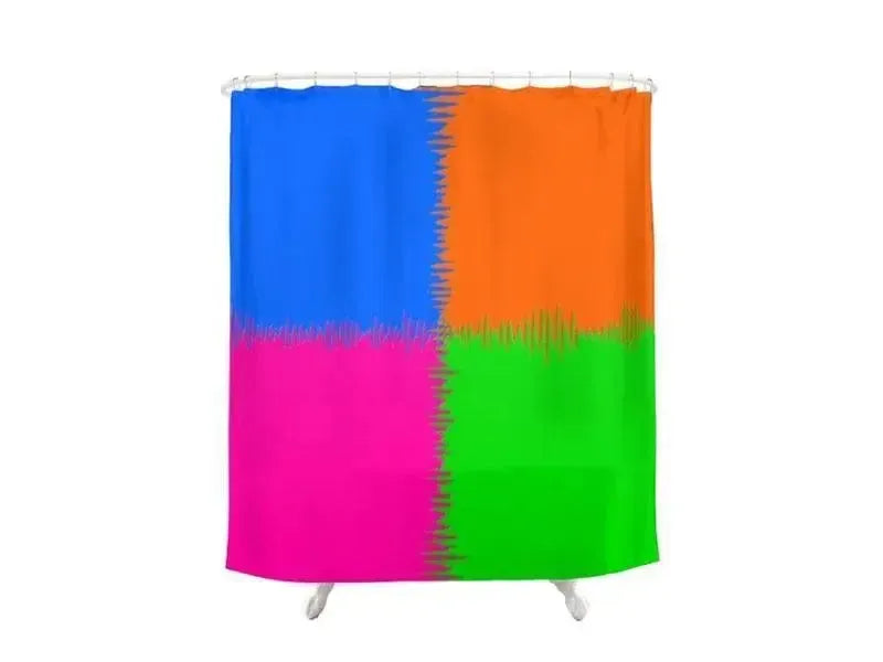 Shower Curtains-QUARTERS Shower Curtains-Orange, Fuchsia, Blue & Green-from COLORADDICTED.COM-
