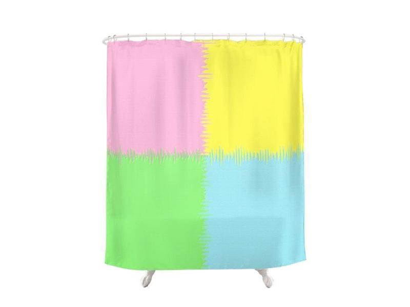Shower Curtains-QUARTERS Shower Curtains-Pink, Light Blue, Light Green &amp; Light Yellow-from COLORADDICTED.COM-