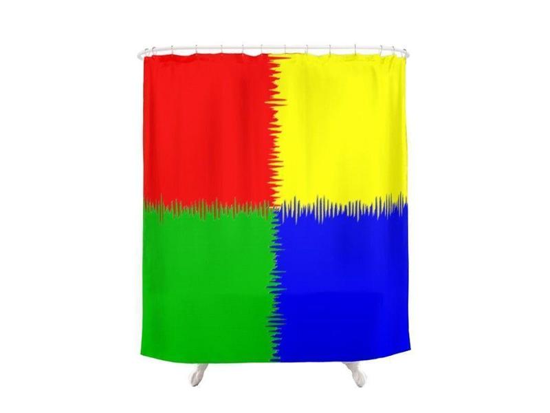 Shower Curtains-QUARTERS Shower Curtains-Red, Blue, Green &amp; Yellow-from COLORADDICTED.COM-