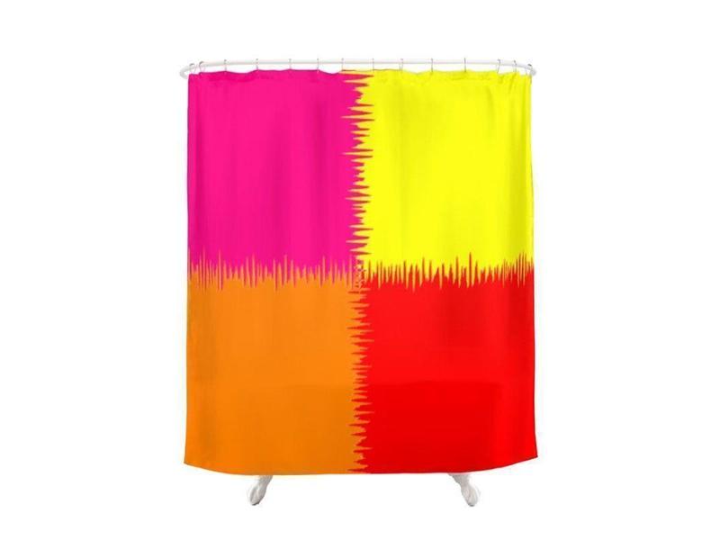 Shower Curtains-QUARTERS Shower Curtains-Red, Orange, Fuchsia &amp; Yellow-from COLORADDICTED.COM-