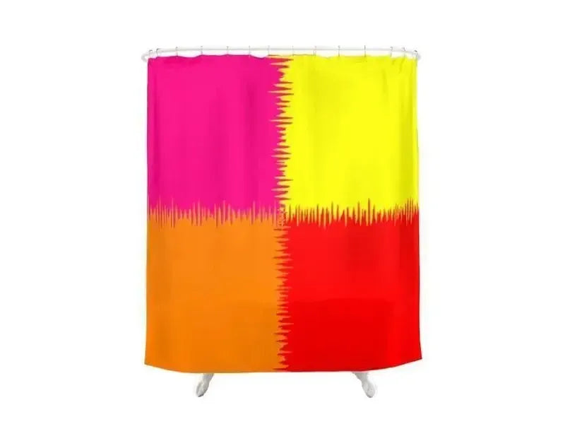 Shower Curtains-QUARTERS Shower Curtains-Red, Orange, Fuchsia & Yellow-from COLORADDICTED.COM-