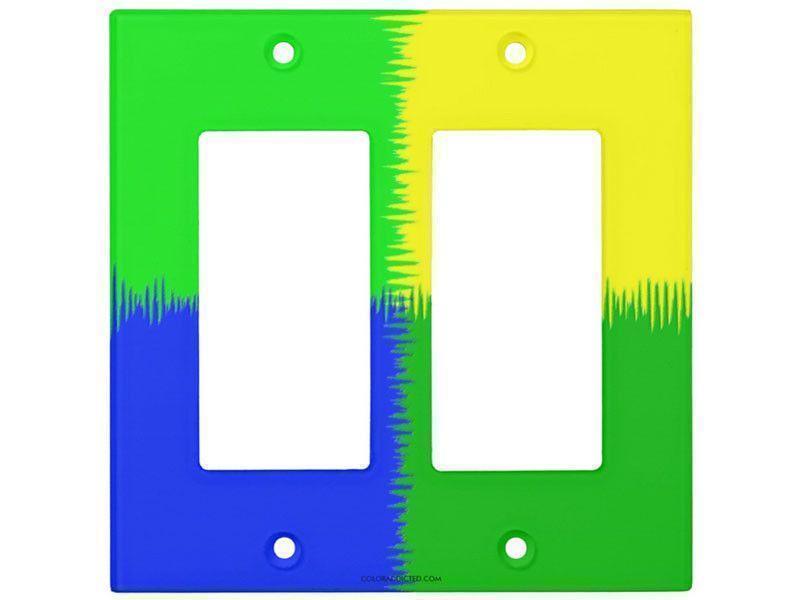 Light Switch Covers-QUARTERS Single, Double &amp; Triple-Rocker Light Switch Covers-Blues &amp; Greens &amp; Yellow-from COLORADDICTED.COM-
