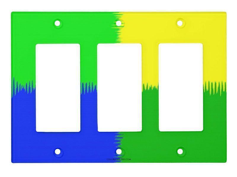 Light Switch Covers-QUARTERS Single, Double &amp; Triple-Rocker Light Switch Covers-Blues &amp; Greens &amp; Yellow-from COLORADDICTED.COM-