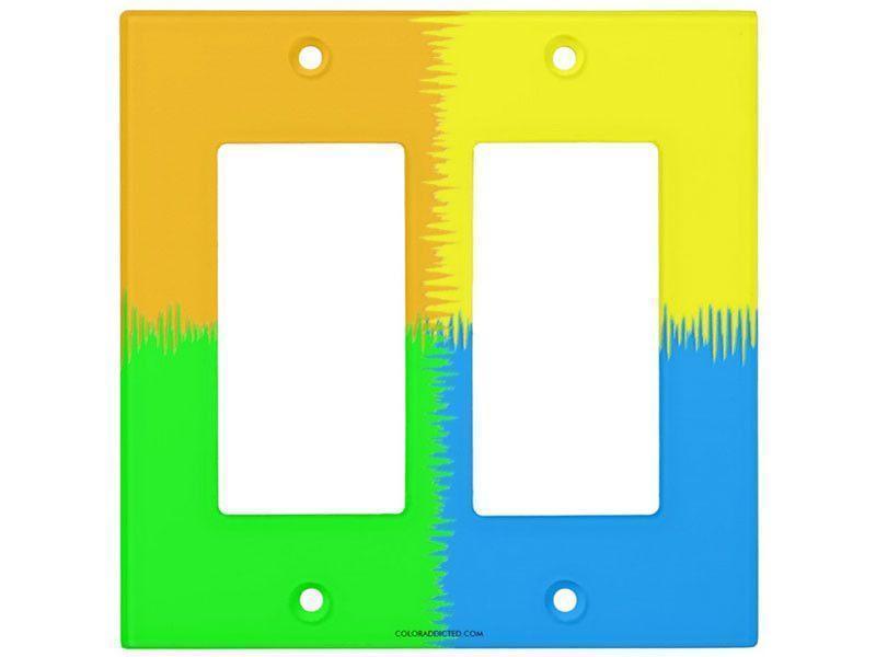 Light Switch Covers-QUARTERS Single, Double &amp; Triple-Rocker Light Switch Covers-Orange &amp; Blue &amp; Green &amp; Yellow-from COLORADDICTED.COM-