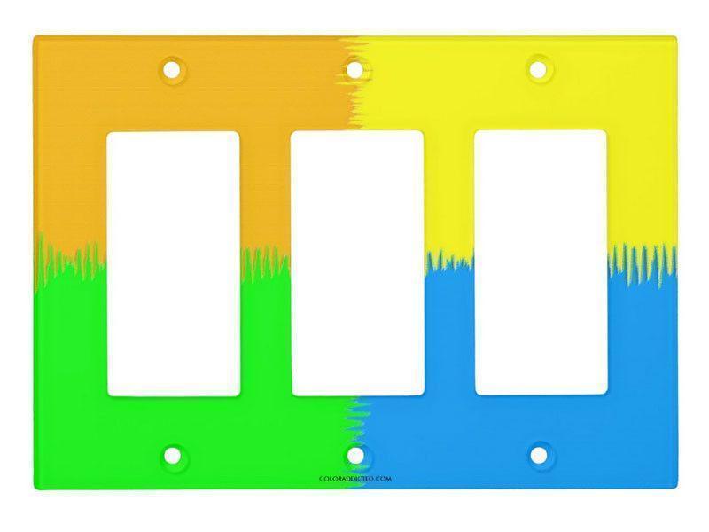 Light Switch Covers-QUARTERS Single, Double &amp; Triple-Rocker Light Switch Covers-Orange &amp; Blue &amp; Green &amp; Yellow-from COLORADDICTED.COM-