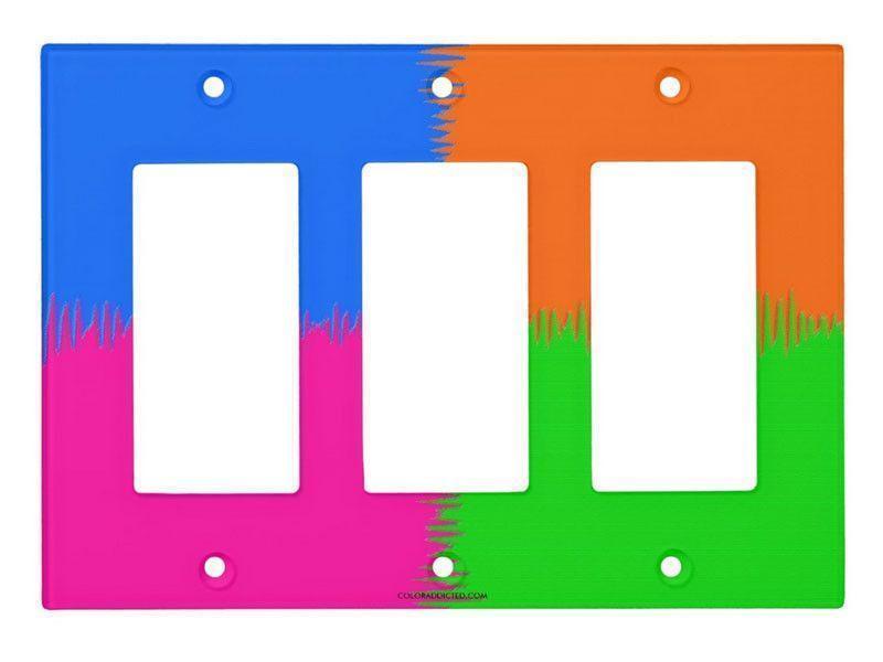 Light Switch Covers-QUARTERS Single, Double &amp; Triple-Rocker Light Switch Covers-Orange &amp; Fuchsia &amp; Blue &amp; Green-from COLORADDICTED.COM-
