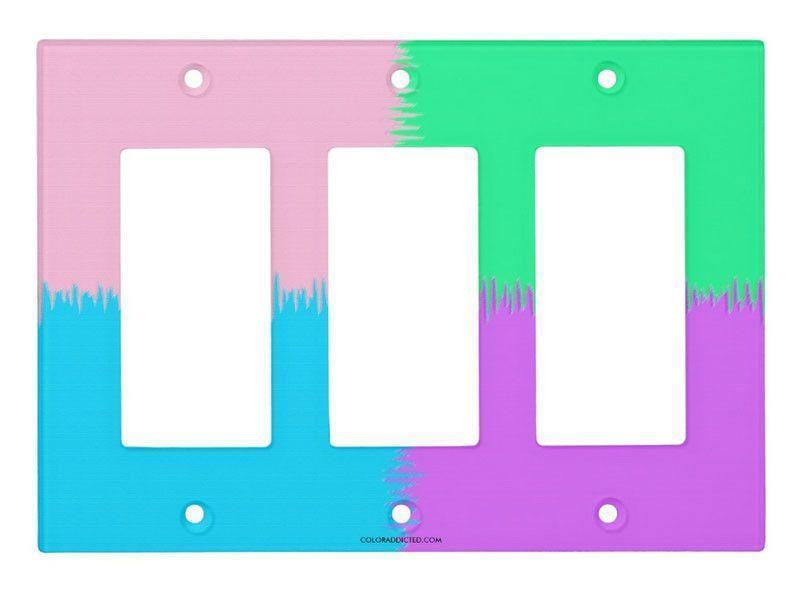 Light Switch Covers-QUARTERS Single, Double &amp; Triple-Rocker Light Switch Covers-Pink &amp; Light Blue &amp; Light Green &amp; Light Purple-from COLORADDICTED.COM-