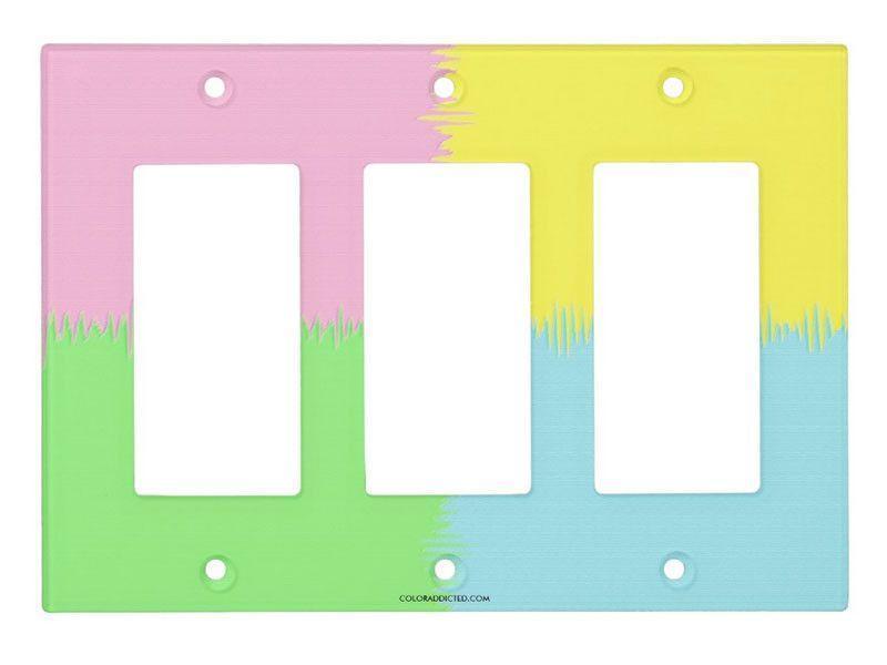 Light Switch Covers-QUARTERS Single, Double &amp; Triple-Rocker Light Switch Covers-Pink &amp; Light Blue &amp; Light Green &amp; Light Yellow-from COLORADDICTED.COM-