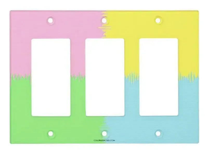 Rocker Light Switch Covers-QUARTERS Single, Double & Triple-Rocker Light Switch Covers-Pink & Light Blue & Light Green & Light Yellow-from COLORADDICTED.COM-