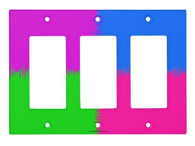 Light Switch Covers-QUARTERS Single, Double &amp; Triple-Rocker Light Switch Covers-Purple &amp; Fuchsia &amp; Blue &amp; Green-from COLORADDICTED.COM-