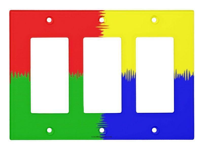 Light Switch Covers-QUARTERS Single, Double &amp; Triple-Rocker Light Switch Covers-Red &amp; Blue &amp; Green &amp; Yellow-from COLORADDICTED.COM-