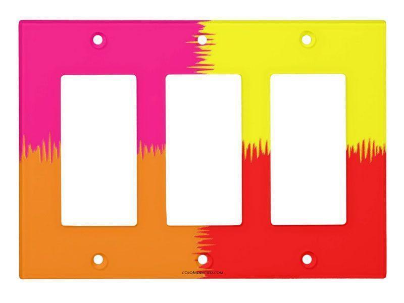 Light Switch Covers-QUARTERS Single, Double &amp; Triple-Rocker Light Switch Covers-Red &amp; Orange &amp; Fuchsia &amp; Yellow-from COLORADDICTED.COM-