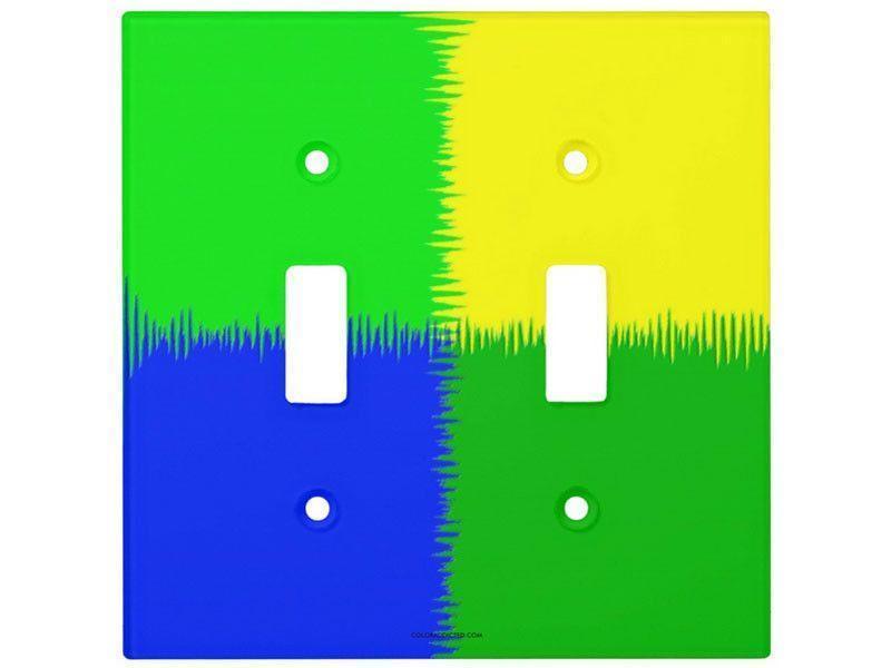 Light Switch Covers-QUARTERS Single, Double &amp; Triple-Toggle Light Switch Covers-Blues &amp; Greens &amp; Yellow-from COLORADDICTED.COM-