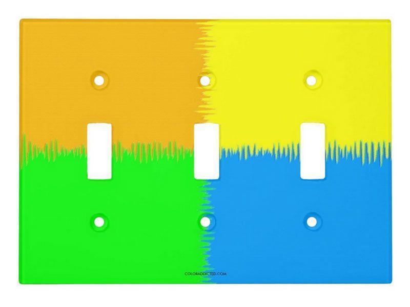Toggle Light Switch Covers-QUARTERS Single, Double &amp; Triple-Toggle Light Switch Covers-Orange &amp; Blue &amp; Green &amp; Yellow-from COLORADDICTED.COM-