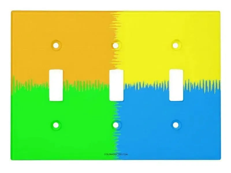 Toggle Light Switch Covers-QUARTERS Single, Double & Triple-Toggle Light Switch Covers-Orange & Blue & Green & Yellow-from COLORADDICTED.COM-