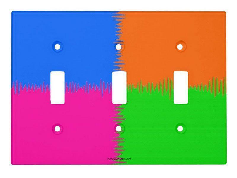 Light Switch Covers-QUARTERS Single, Double &amp; Triple-Toggle Light Switch Covers-Orange &amp; Fuchsia &amp; Blue &amp; Green-from COLORADDICTED.COM-