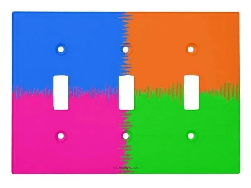 Toggle Light Switch Covers-QUARTERS Single, Double & Triple-Toggle Light Switch Covers-Orange & Fuchsia & Blue & Green-from COLORADDICTED.COM-