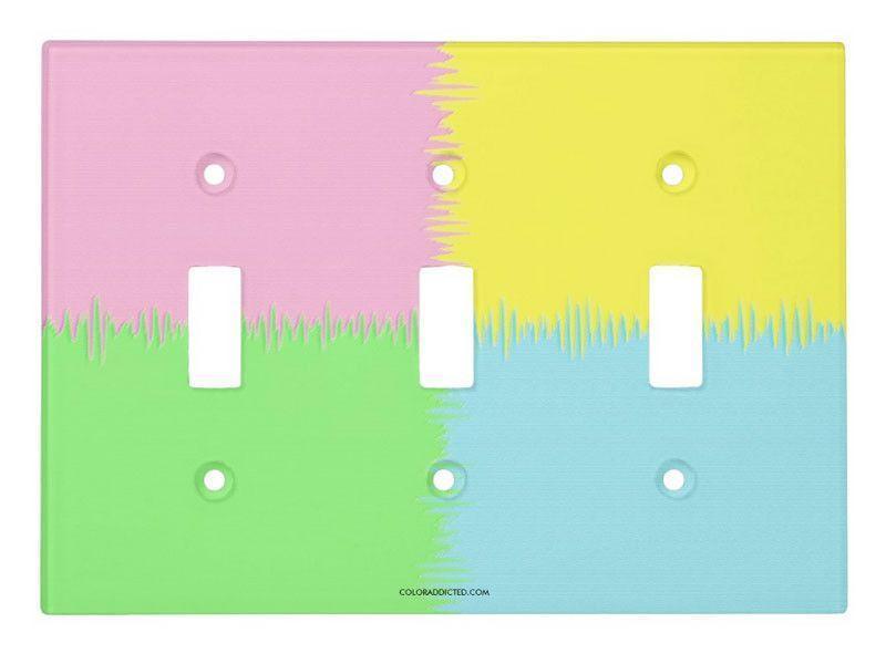 Light Switch Covers-QUARTERS Single, Double &amp; Triple-Toggle Light Switch Covers-Pink &amp; Light Blue &amp; Light Green &amp; Light Yellow-from COLORADDICTED.COM-