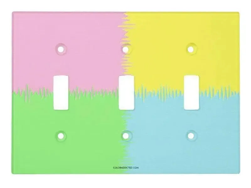 Toggle Light Switch Covers-QUARTERS Single, Double & Triple-Toggle Light Switch Covers-Pink & Light Blue & Light Green & Light Yellow-from COLORADDICTED.COM-