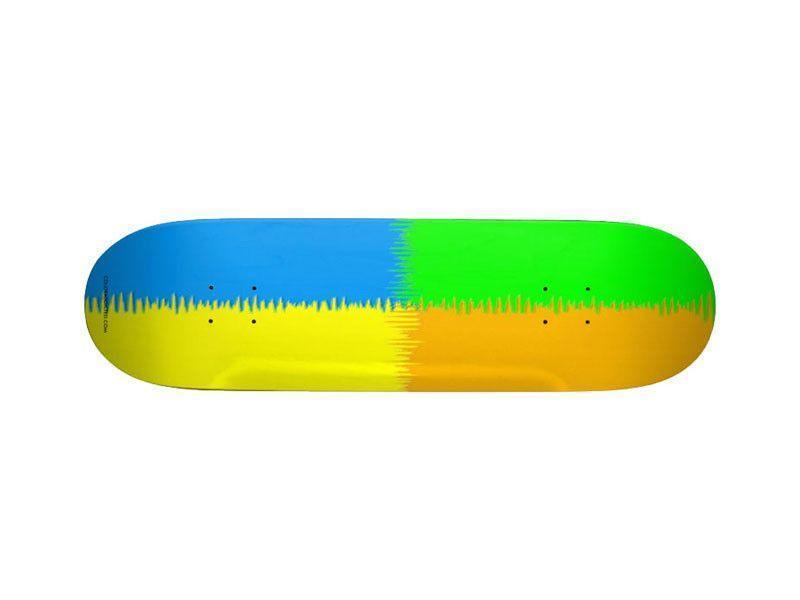 Skateboard Decks-QUARTERS Skateboard Decks-Orange &amp; Blue &amp; Green &amp; Yellow-from COLORADDICTED.COM-