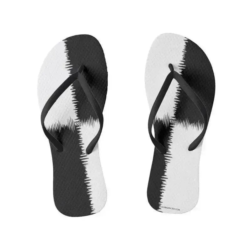 Flip Flops-QUARTERS Slim-Strap Flip Flops-Black & White-from COLORADDICTED.COM-