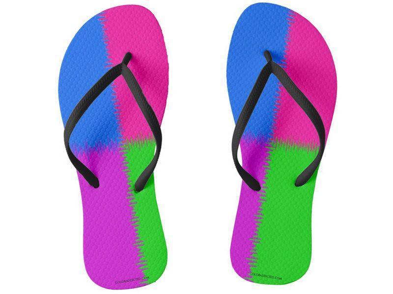 Flip Flops-QUARTERS Slim-Strap Flip Flops-Purple &amp; Fuchsia &amp; Blue &amp; Green-from COLORADDICTED.COM-
