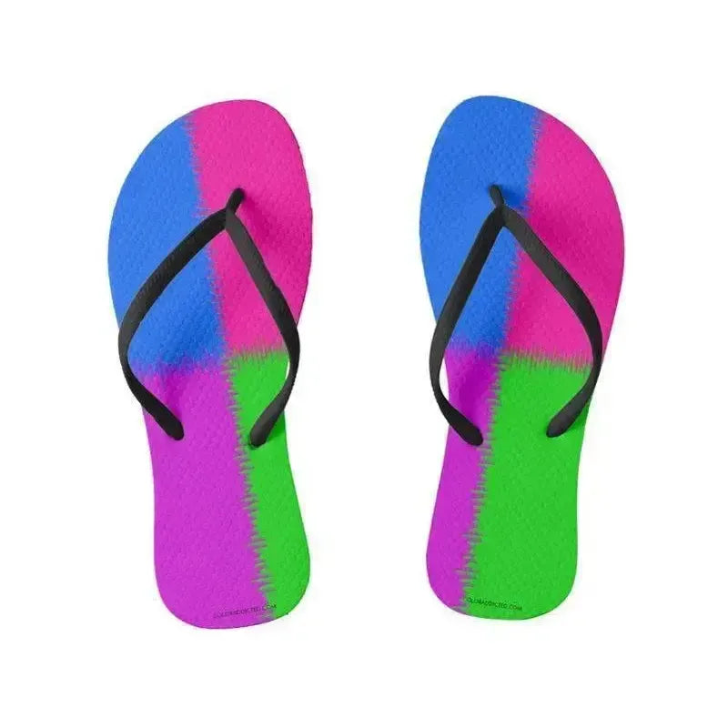 Flip Flops-QUARTERS Slim-Strap Flip Flops-Purple & Fuchsia & Blue & Green-from COLORADDICTED.COM-