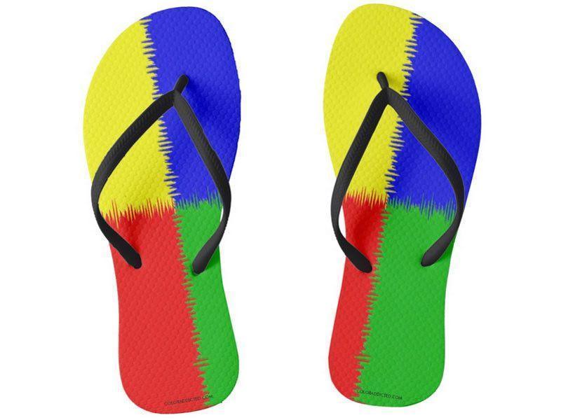 Flip Flops-QUARTERS Slim-Strap Flip Flops-Red &amp; Blue &amp; Green &amp; Yellow-from COLORADDICTED.COM-