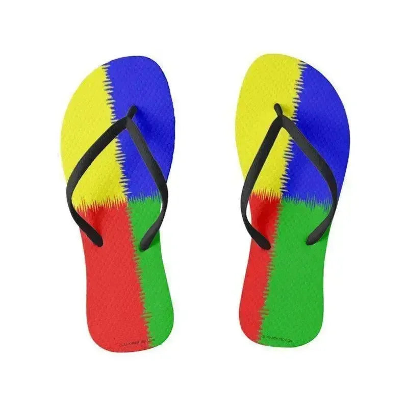 Flip Flops-QUARTERS Slim-Strap Flip Flops-Red & Blue & Green & Yellow-from COLORADDICTED.COM-