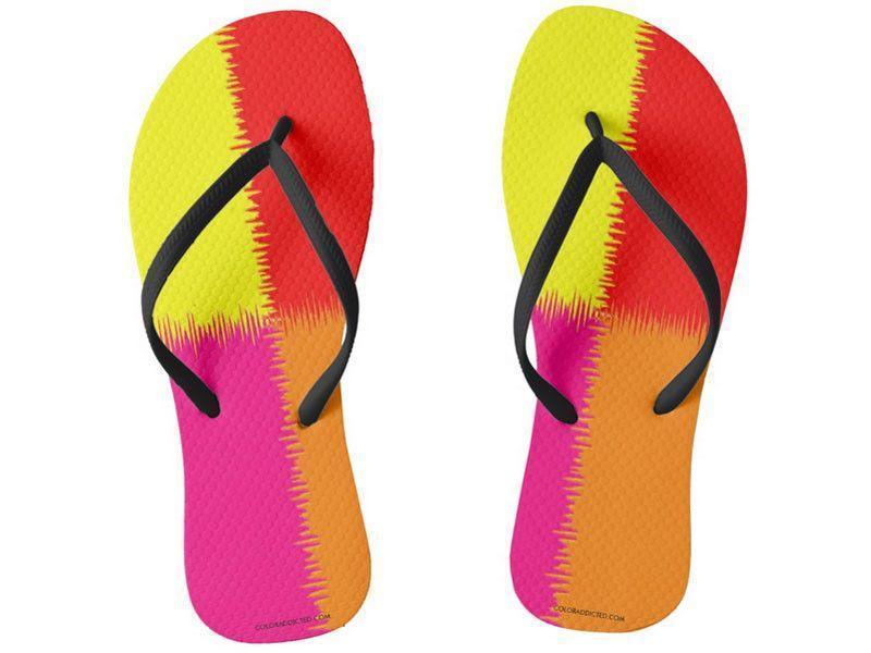Flip Flops-QUARTERS Slim-Strap Flip Flops-Red &amp; Orange &amp; Fuchsia &amp; Yellow-from COLORADDICTED.COM-