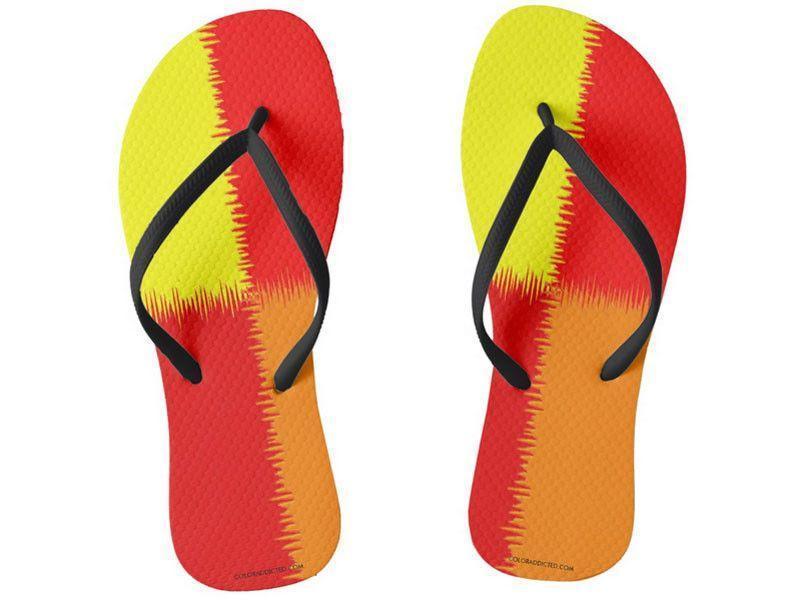 Flip Flops-QUARTERS Slim-Strap Flip Flops-Reds &amp; Orange &amp; Yellow-from COLORADDICTED.COM-