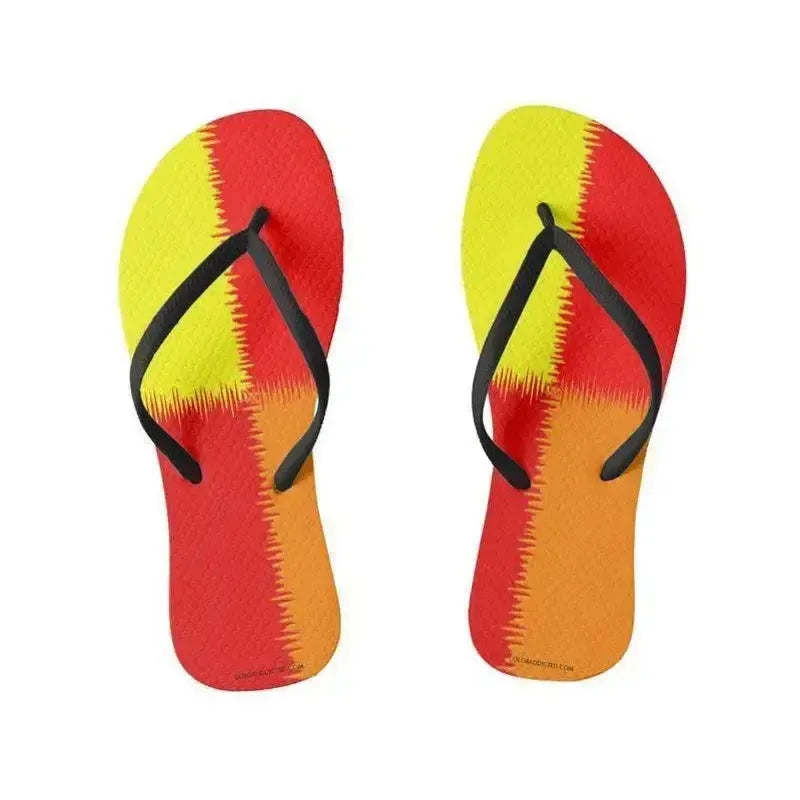 Flip Flops-QUARTERS Slim-Strap Flip Flops-Reds & Orange & Yellow-from COLORADDICTED.COM-