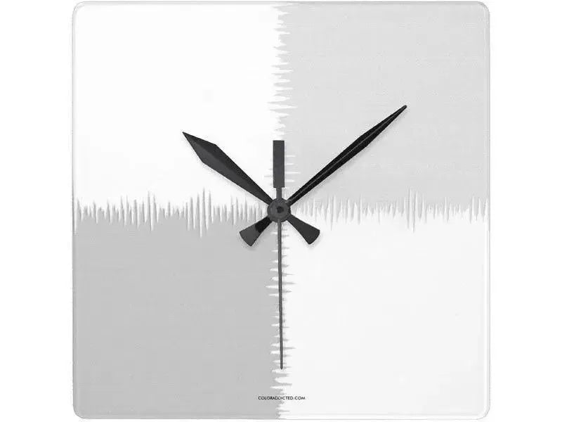 Wall Clocks-QUARTERS Square Wall Clocks-Grays & White-from COLORADDICTED.COM-