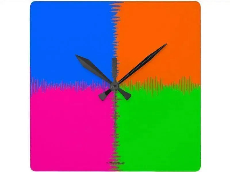 Wall Clocks-QUARTERS Square Wall Clocks-Orange, Fuchsia, Blue & Green-from COLORADDICTED.COM-