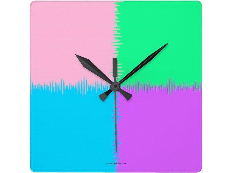 Wall Clocks-QUARTERS Square Wall Clocks-Pink, Light Blue, Light Green &amp; Light Purple-from COLORADDICTED.COM-