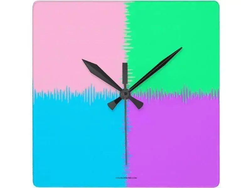 Wall Clocks-QUARTERS Square Wall Clocks-Pink, Light Blue, Light Green & Light Purple-from COLORADDICTED.COM-