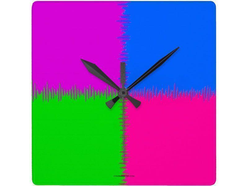 Wall Clocks-QUARTERS Square Wall Clocks-Purple, Fuchsia, Blue &amp; Green-from COLORADDICTED.COM-