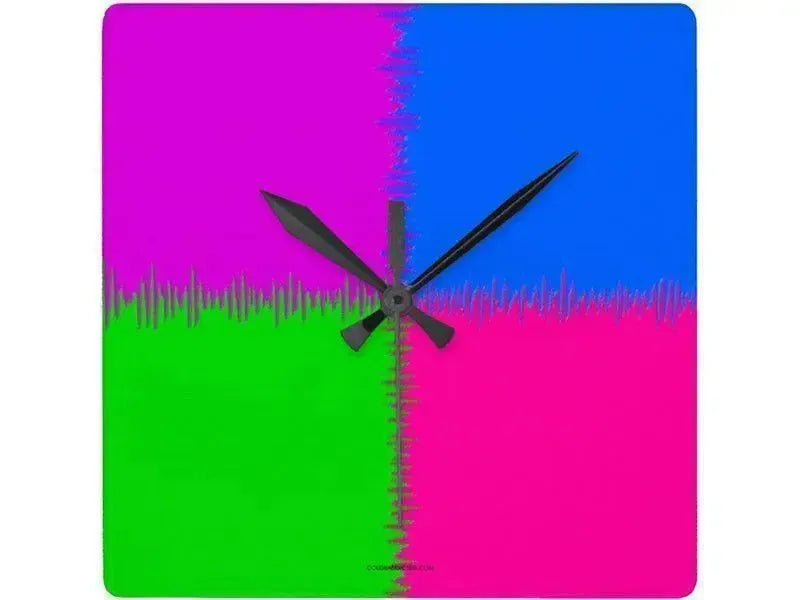 Wall Clocks-QUARTERS Square Wall Clocks-Purple, Fuchsia, Blue & Green-from COLORADDICTED.COM-