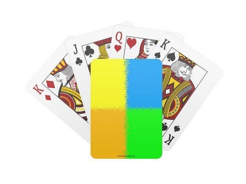 Playing Cards-QUARTERS Standard Playing Cards-Orange &amp; Blue &amp; Green &amp; Yellow-from COLORADDICTED.COM-