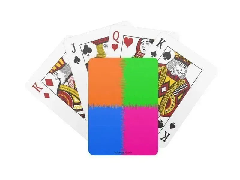 Playing Cards-QUARTERS Standard Playing Cards-Orange & Fuchsia & Blue & Green-from COLORADDICTED.COM-