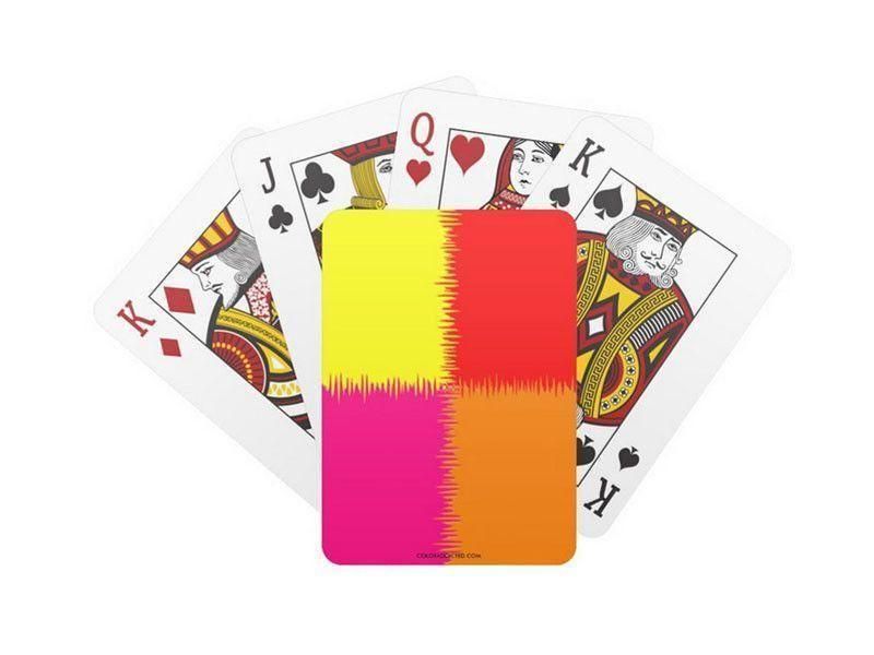 Playing Cards-QUARTERS Standard Playing Cards-Red &amp; Orange &amp; Fuchsia &amp; Yellow-from COLORADDICTED.COM-