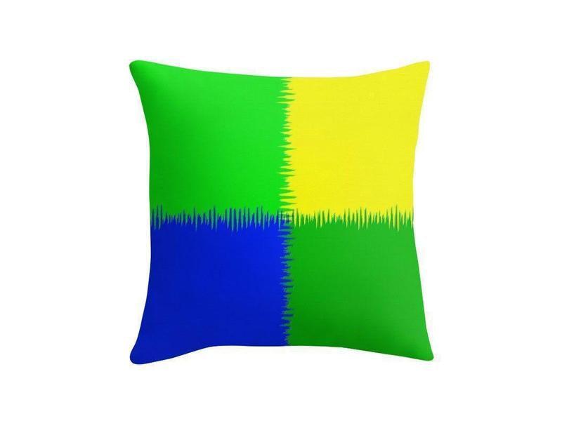 Throw Pillows &amp; Throw Pillow Cases-QUARTERS Throw Pillows &amp; Throw Pillow Cases-Blues &amp; Greens &amp; Yellow-from COLORADDICTED.COM-