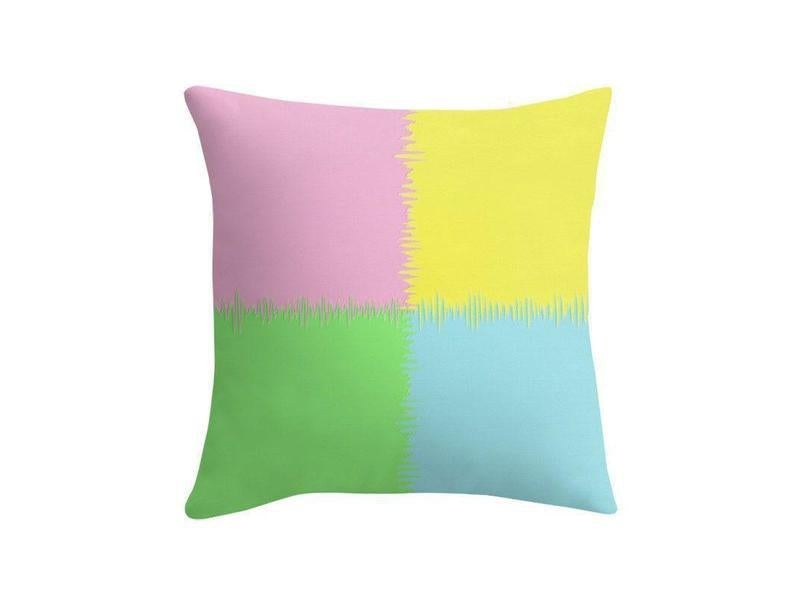 Throw Pillows &amp; Throw Pillow Cases-QUARTERS Throw Pillows &amp; Throw Pillow Cases-Pink &amp; Light Blue &amp; Light Green &amp; Light Yellow-from COLORADDICTED.COM-