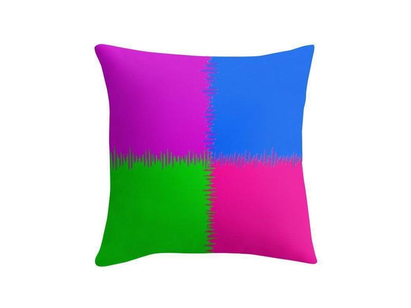 Throw Pillows &amp; Throw Pillow Cases-QUARTERS Throw Pillows &amp; Throw Pillow Cases-Purple &amp; Fuchsia &amp; Blue &amp; Green-from COLORADDICTED.COM-