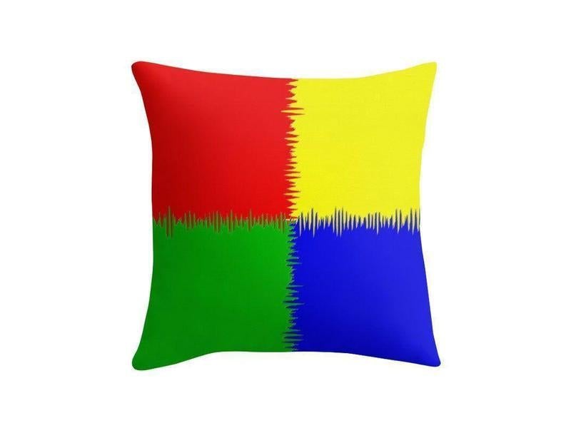 Throw Pillows &amp; Throw Pillow Cases-QUARTERS Throw Pillows &amp; Throw Pillow Cases-Red &amp; Blue &amp; Green &amp; Yellow-from COLORADDICTED.COM-