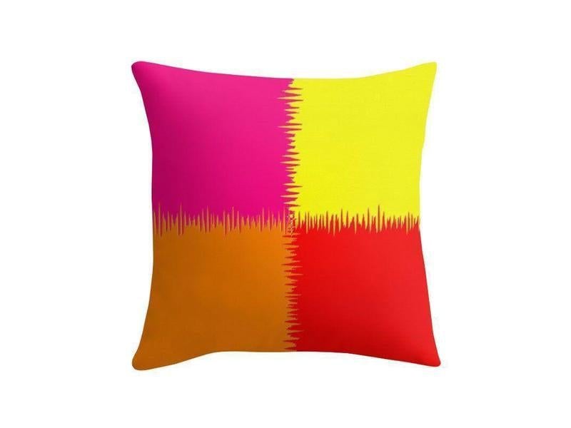 Throw Pillows &amp; Throw Pillow Cases-QUARTERS Throw Pillows &amp; Throw Pillow Cases-Red &amp; Orange &amp; Fuchsia &amp; Yellow-from COLORADDICTED.COM-