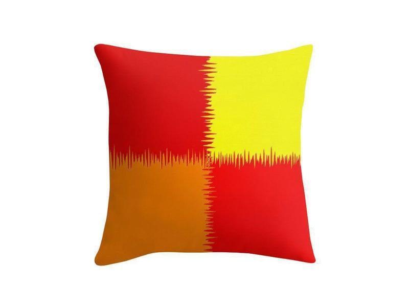 Throw Pillows &amp; Throw Pillow Cases-QUARTERS Throw Pillows &amp; Throw Pillow Cases-Reds &amp; Orange &amp; Yellow-from COLORADDICTED.COM-
