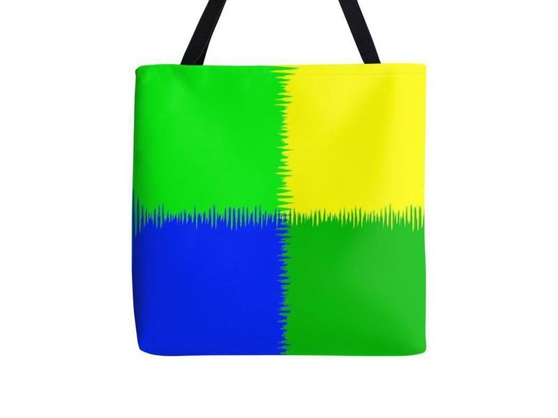 Tote Bags-QUARTERS Tote Bags-Blues &amp; Greens &amp; Yellow-from COLORADDICTED.COM-