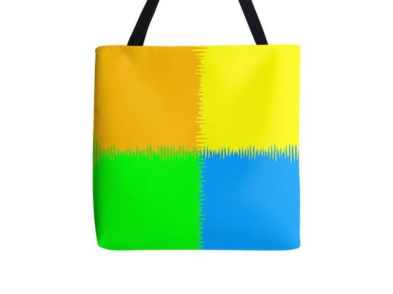 Tote Bags-QUARTERS Tote Bags-Orange &amp; Blue &amp; Green &amp; Yellow-from COLORADDICTED.COM-