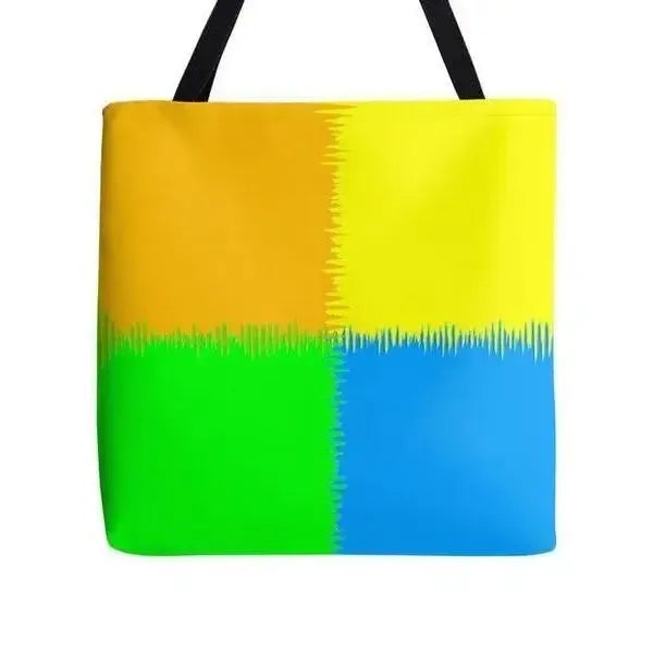 Tote Bags-QUARTERS Tote Bags-Orange & Blue & Green & Yellow-from COLORADDICTED.COM-